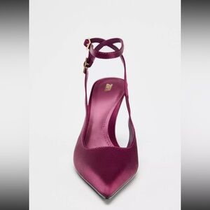 ZARA SATIN FINISH SLINGBACK PUMPS
